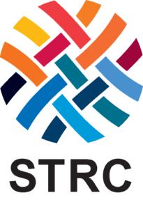 Colorful woven pattern in various hues with "STRC" in bold black letters beneath, representing the Southern Textile Research Conference.