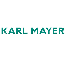 Bold green text "KARL MAYER" on a white background, representing the company's branding focused on textiles and innovation.