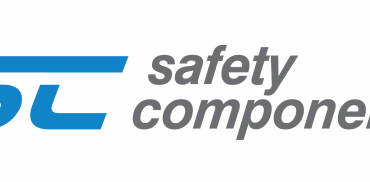 Logo featuring stylized blue initials "SC" and the words "safety components" in gray, set against a white background.