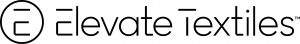 Elevate Textiles logo in deep black, featuring stylized initials "E" and a modern font for the full name.