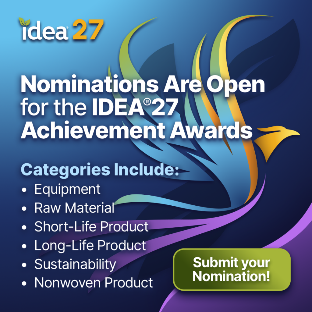 Colorful abstract eagle design with text announcing open nominations for IDEA 27 Achievement Awards, listing categories and a call to action.