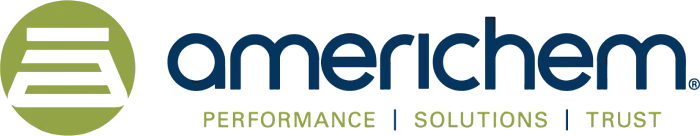 Logo featuring the word "americhem" in blue, accompanied by three green bars above and the words "PERFORMANCE | SOLUTIONS | TRUST" below.